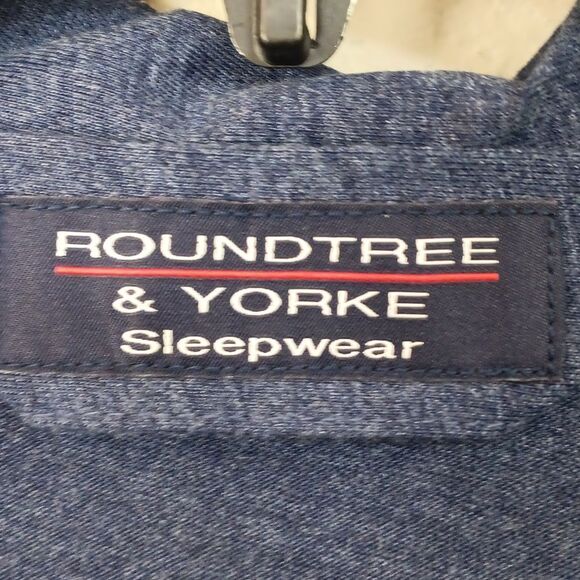 Roundtree & Yorke Mens Long Sleeve Button Down Blue Pajama Set sz S - Picture 5 of 16